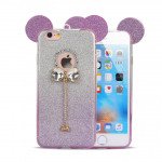 Wholesale iPhone 7 Plus Minnie Diamond Star Charm Necklace Strap Case (Purple)